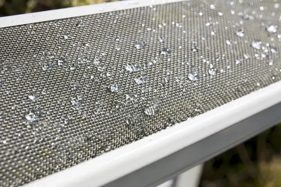 Close-up of stainless steel micro-mesh gutter guard, Fort Pierce, FL